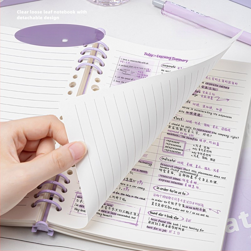 Minimalistički B5 bilježnica s odvojivim listovima i prozirnim PVC mekanim koricama, debeći A5 dnevnik za učenje i ured