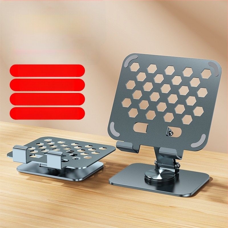 Teljesen fém tablet tartó, állítható magasságú, összecsukható, 360° forgás, iPad-kel kompatibilis