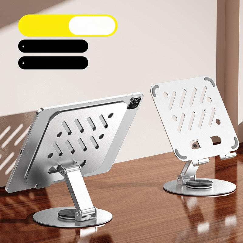 Teljesen fém tablet tartó, állítható magasságú, összecsukható, 360° forgás, iPad-kel kompatibilis
