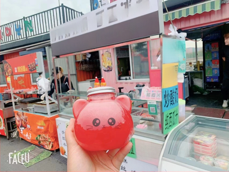 Cupe din plastic pentru ceai cu lapte, design în relief, imprimare logo, capac și pai, temă pisică