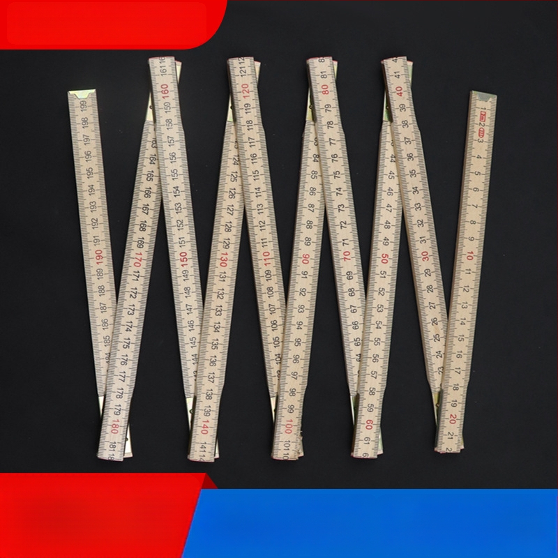 QITE дървена сгъваема линейка, нестандартна форма, двустранна метрична скала, сантиметрова линейка, нетно тегло 105 г