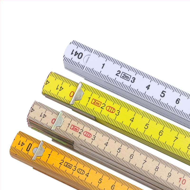 QITE дървена сгъваема линейка, нестандартна форма, двустранна метрична скала, сантиметрова линейка, нетно тегло 105 г