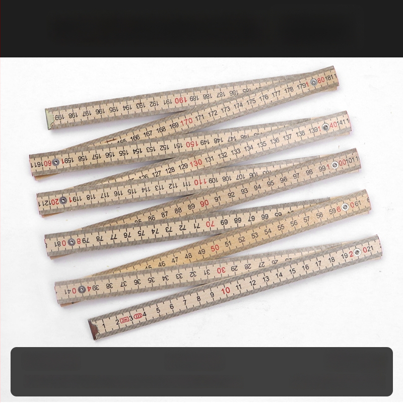 QITE дървена сгъваема линейка, нестандартна форма, двустранна метрична скала, сантиметрова линейка, нетно тегло 105 г