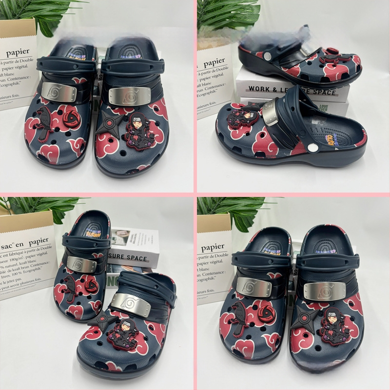 Muške Crocs-stil sandale Ninja x Uchiha Itachi, crtani dizajn, udobne i izdržljive, casual ljetna obuća