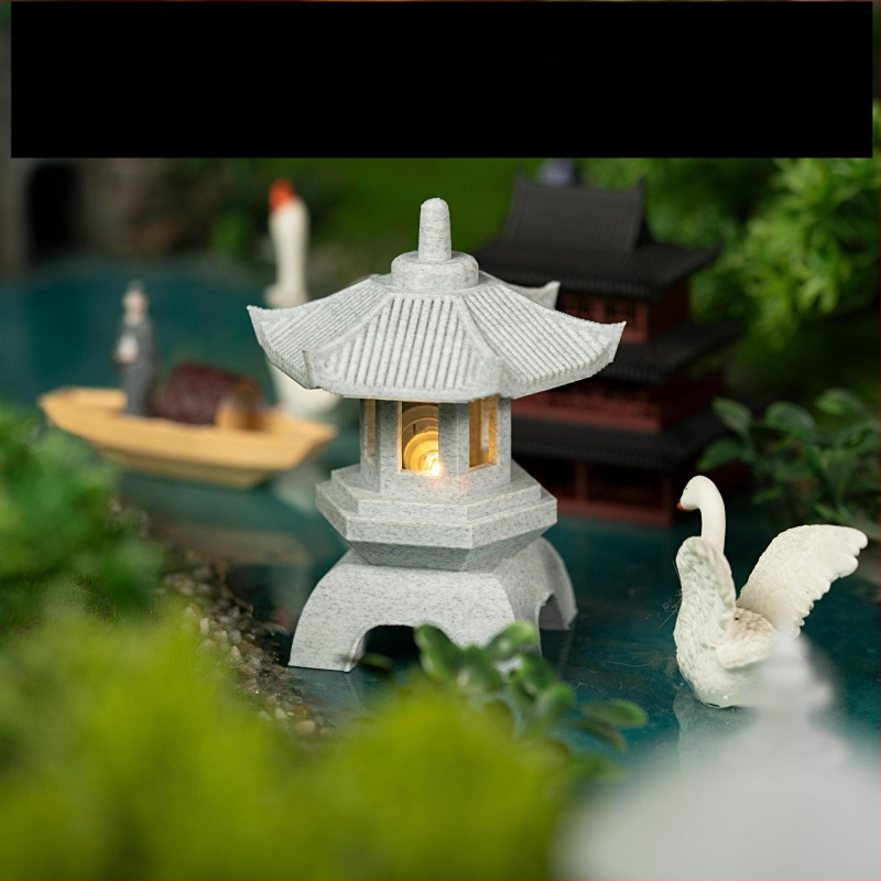 Kamen lampioni pejzaža, Mali kameni paviljoni ukrasi, Dekoracije za ulazni paviljon kuće, Vrtno cvijeće, Bonsai, Osvjetni ukrasi, Sjajna svjetla