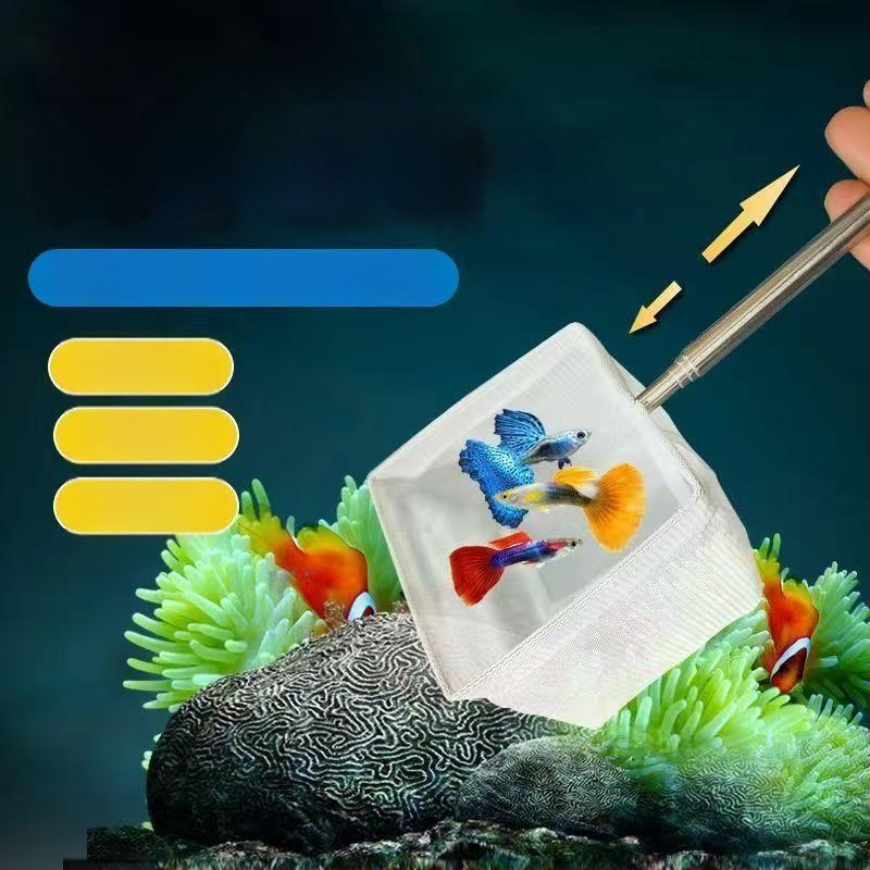 Teleskopska 3D mreža za akvarij za hvatanje guppi, betta i ukrasnih riba, od nehrđajućeg čelika