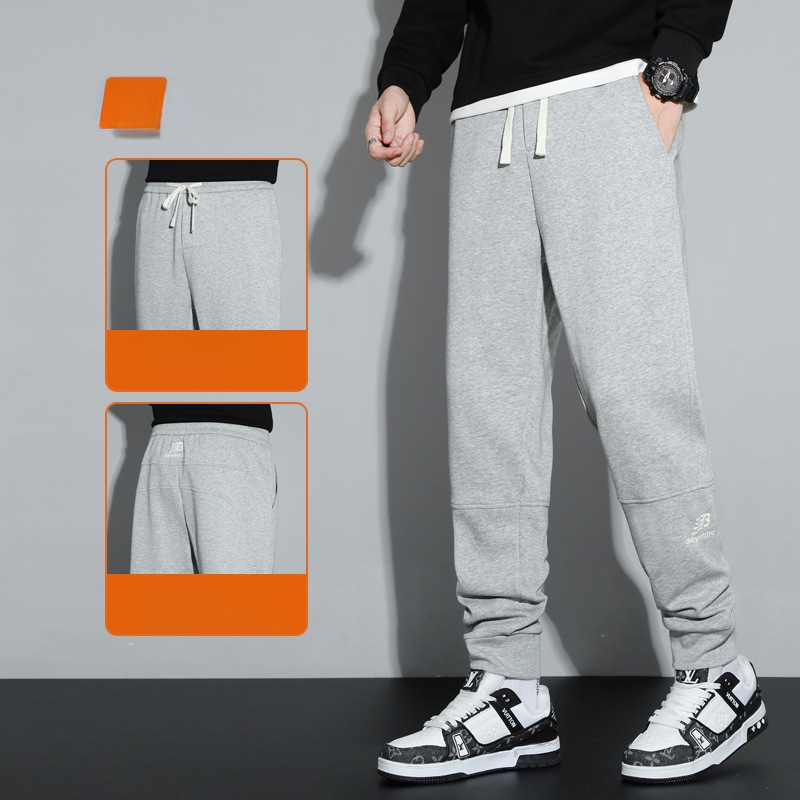 Proljetne muške jogger hlače u korejskom stilu s elastičnim pojasom, cropped duljina, vezeni detalj, casual, pamukova mješavina