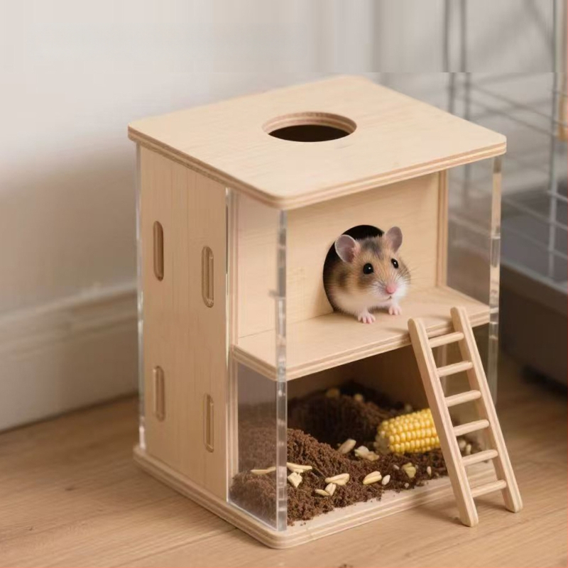 Prozirna akrilna kutija za kopanje za hamstera sa skloništem i bazenom za kopanje — dekor za male kućne ljubimce