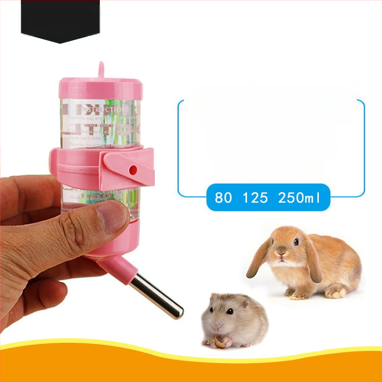 Dispenser za vodu za zečeve, hrčke, činčile i morčice – kapacitet 80/125/250 ml, protiv kapanja, s dvostrukim nehrđajućim čeličnim kuglicama