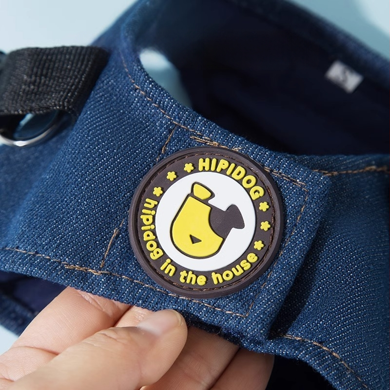Denim prsluk s vodilicom za male pse