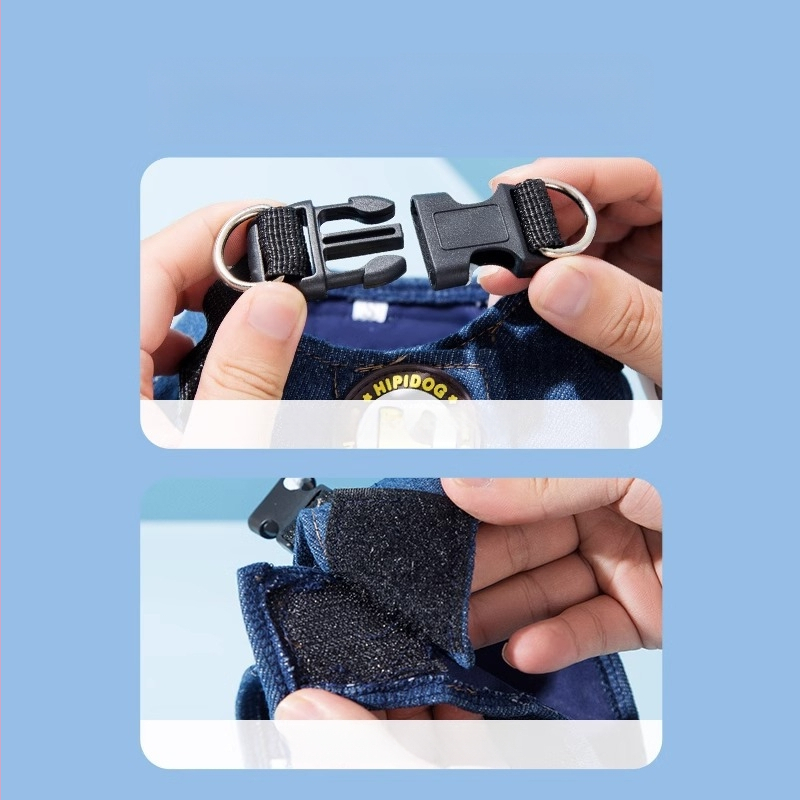 Denim prsluk s vodilicom za male pse