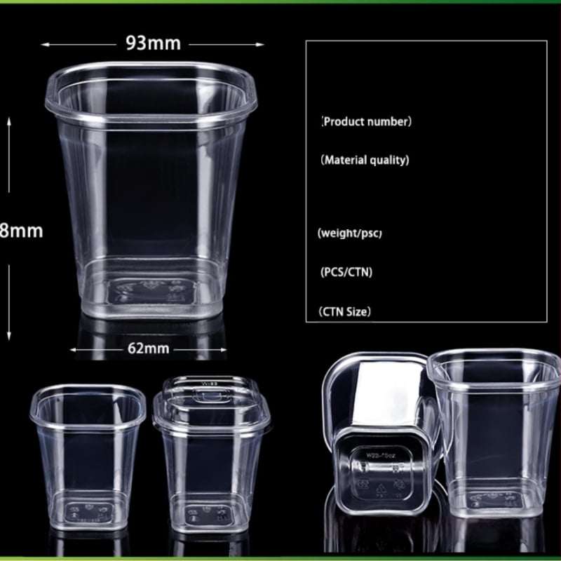 Pet93 kvadratna jednokratna šalica za mliječni čaj, 10–24 oz
