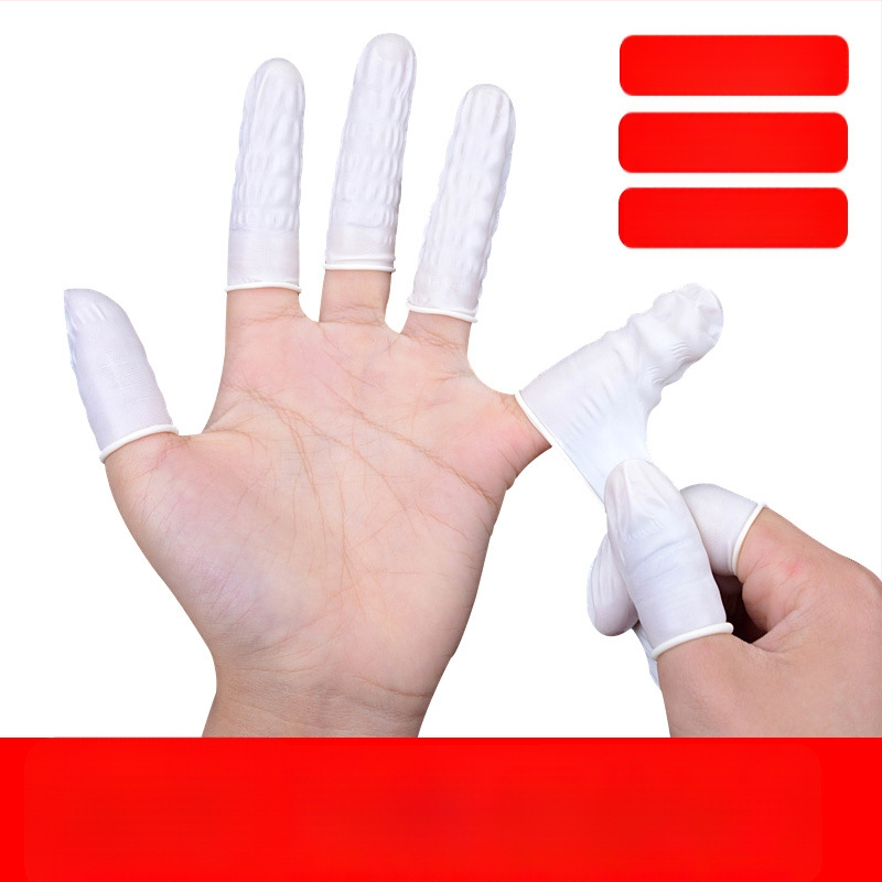 Jednokratne latex navlake za prste, antistatične, neklizajuće, bijele, debljina 0,11 mm, duljina 6–7 cm, pakiranje 500 g