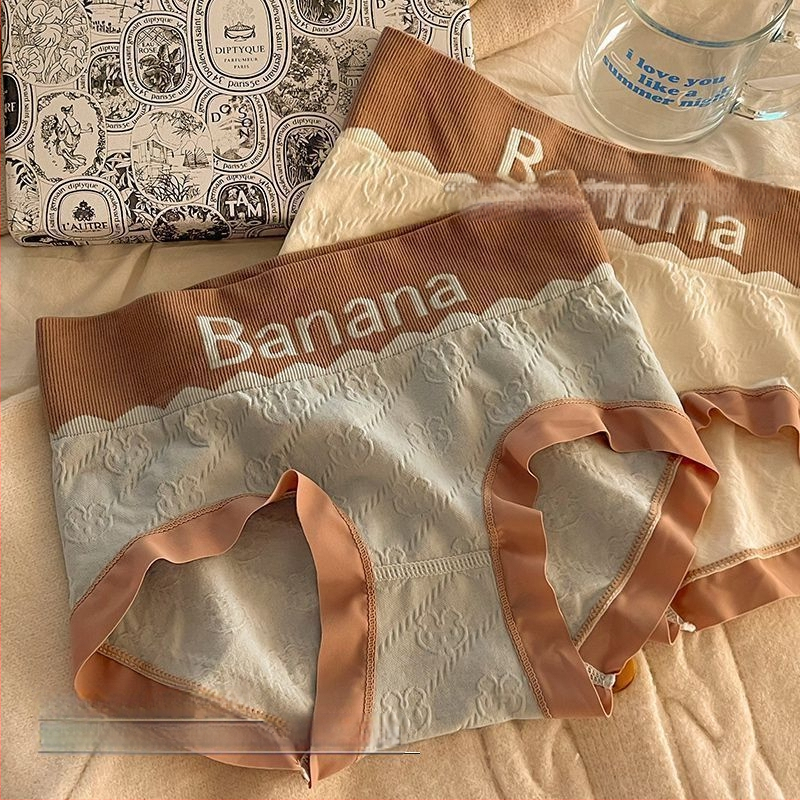 Ženske bezšivne gaćice s visokim strukom, Banana Rabbit otisak, prozračne i antibakterijske