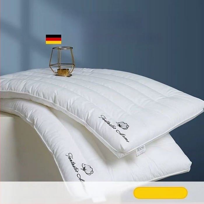 Μαξιλάρι χαμηλού προφίλ, ορθογώνιο, γέμισμα από αντιβακτηριακές ίνες (65% αντιβακτηριακές ίνες + 35% ίνες σόγιας), κάλυμμα από 100% βαμβάκι, για έναν χρήστη