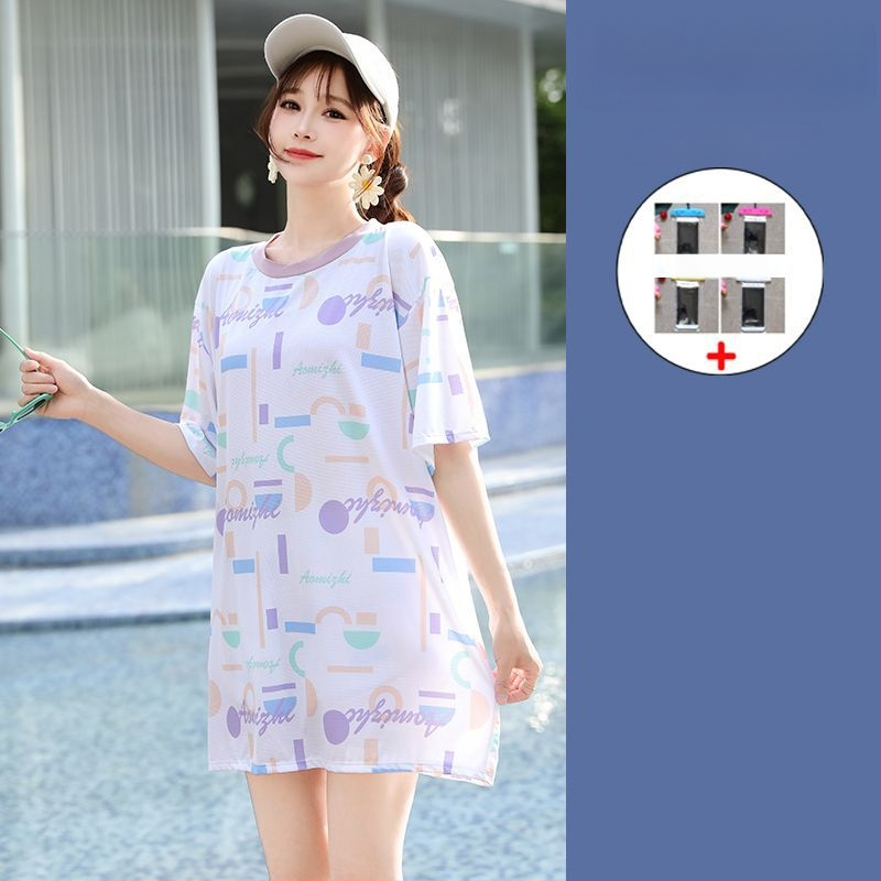 Női 3-részes konzervat úszóruha szett a tengerparti nyaraláshoz, gradient mintával, mellpárnákkal, poliészter-elasztán (5%), középmagas ujjak