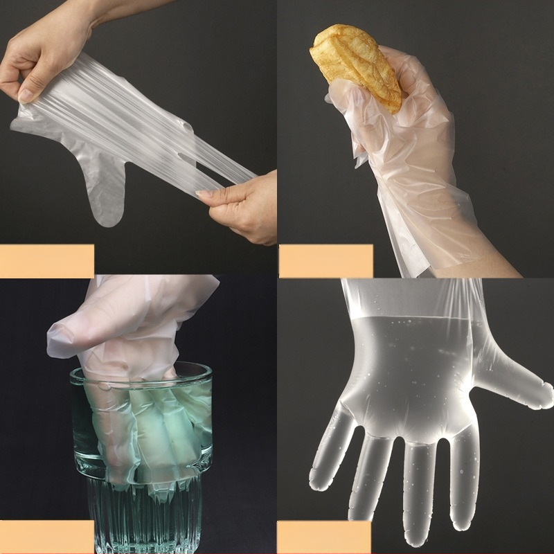 Rukavice za jednokratnu upotrebu od plastike, prozirne, debeli sloj, za hranu, 100 komada u kutiji, veličine S/M/L, za rukovanje morskim plodovima