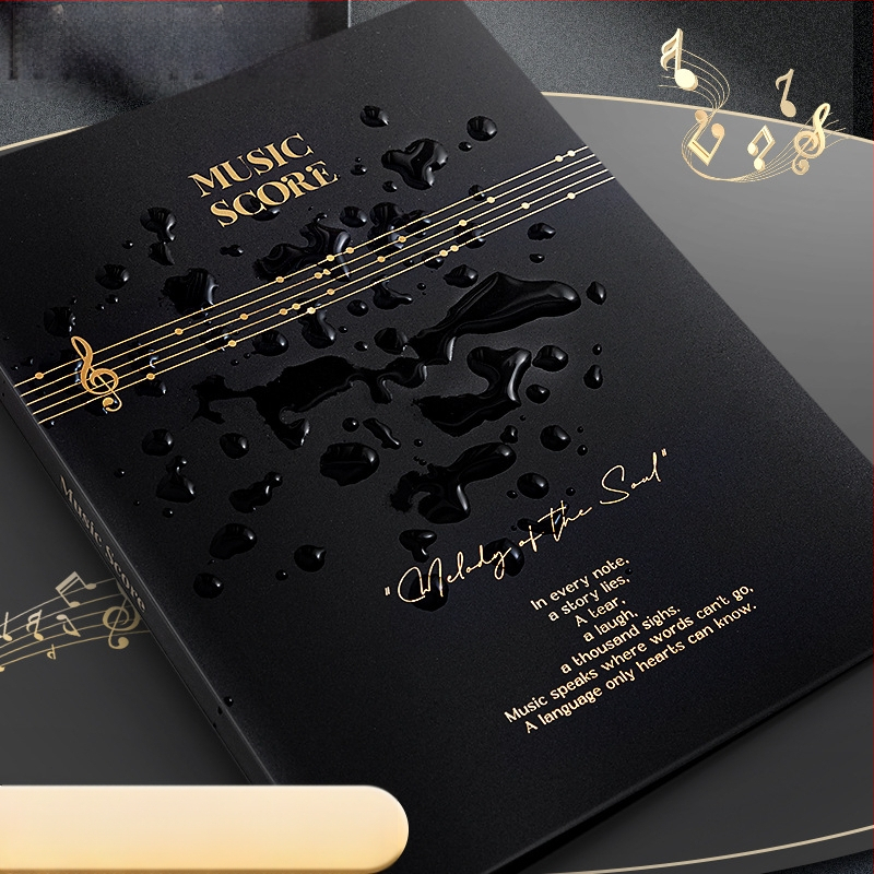 Premium crni A4 folder za note, s prozirnim umetnim stranama za pjesme i klavirske partiture, studentski dokumentni folder