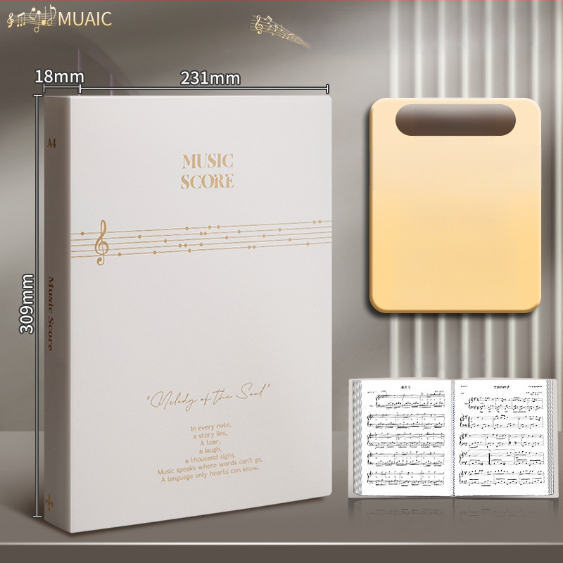 Premium crni A4 folder za note, s prozirnim umetnim stranama za pjesme i klavirske partiture, studentski dokumentni folder