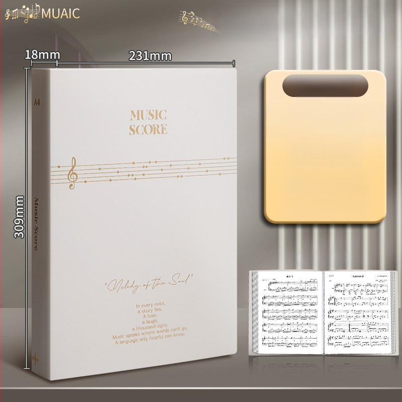 Premium crni A4 folder za note, s prozirnim umetnim stranama za pjesme i klavirske partiture, studentski dokumentni folder