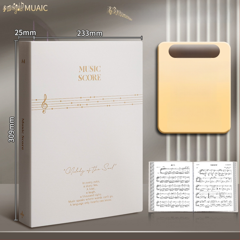 Premium crni A4 folder za note, s prozirnim umetnim stranama za pjesme i klavirske partiture, studentski dokumentni folder