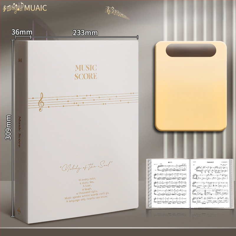 Premium crni A4 folder za note, s prozirnim umetnim stranama za pjesme i klavirske partiture, studentski dokumentni folder