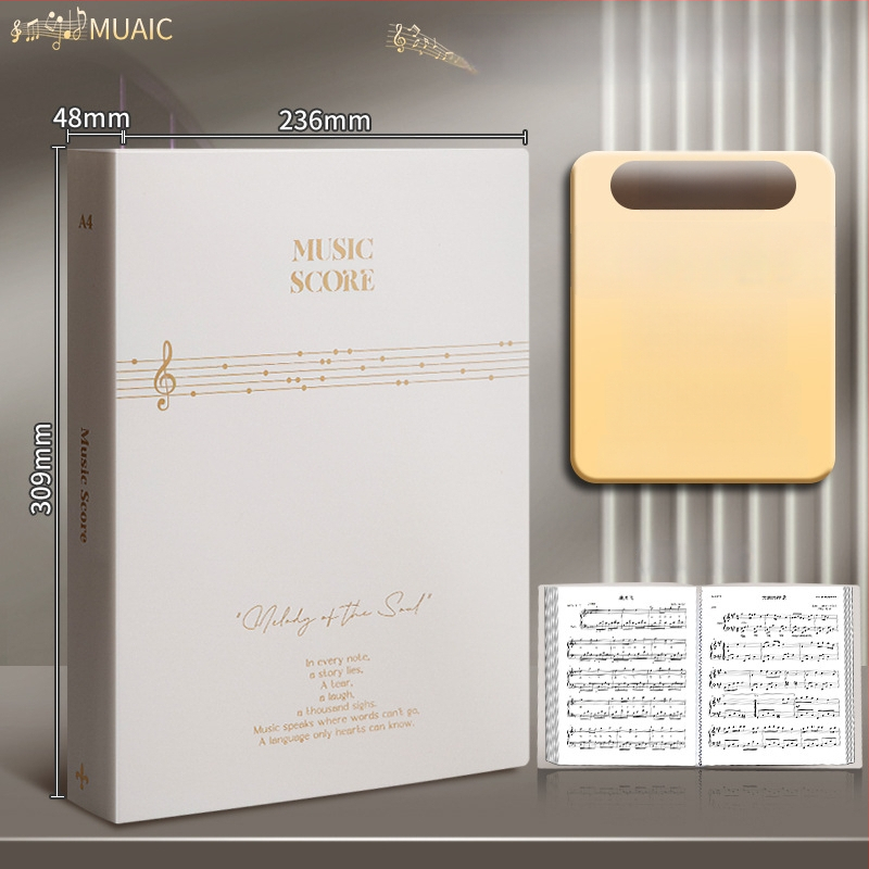 Premium crni A4 folder za note, s prozirnim umetnim stranama za pjesme i klavirske partiture, studentski dokumentni folder
