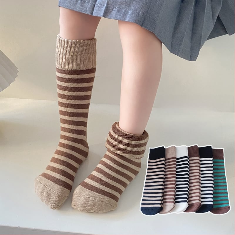 Dječje debeli fleece-om podstavljene dugačke čarape s prugama, unisex, za uzrast 3–8 godina