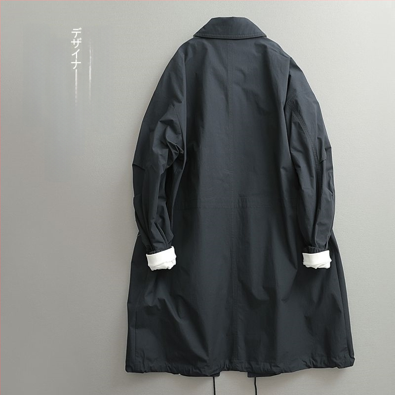 Muški kaput u japanskom stilu, svestran, srednje dužine, trench coat, slobodan kroj, za jesen