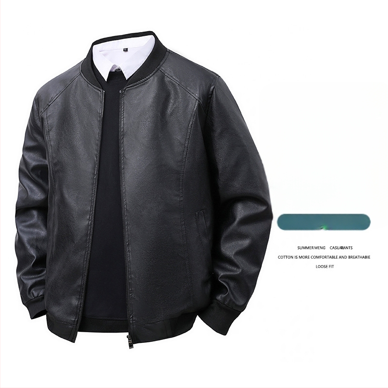Muška PU kožna jakna – uski kroj, baseball ovratnik, vintage stil, proljeće i jesen