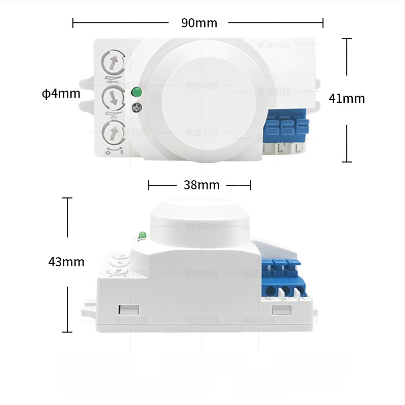 Greenway 5.8G μικροκυμάτων ραντάρ αισθητήρας, κατάλληλος για εσωτερικό/εξωτερικό φωτισμό, διαδρόμους, σχολεία, εμπορικά κέντρα, πάρκινγκ και αποθήκες; ρυθμιζόμενη καθυστέρηση 8 δευτερόλεπτα–12 λεπτά; τάση AC100-240V / DC12-24V; CE
