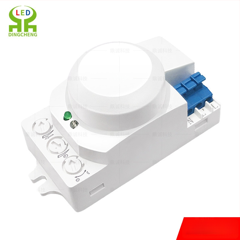 Greenway 5.8G μικροκυμάτων ραντάρ αισθητήρας, κατάλληλος για εσωτερικό/εξωτερικό φωτισμό, διαδρόμους, σχολεία, εμπορικά κέντρα, πάρκινγκ και αποθήκες; ρυθμιζόμενη καθυστέρηση 8 δευτερόλεπτα–12 λεπτά; τάση AC100-240V / DC12-24V; CE