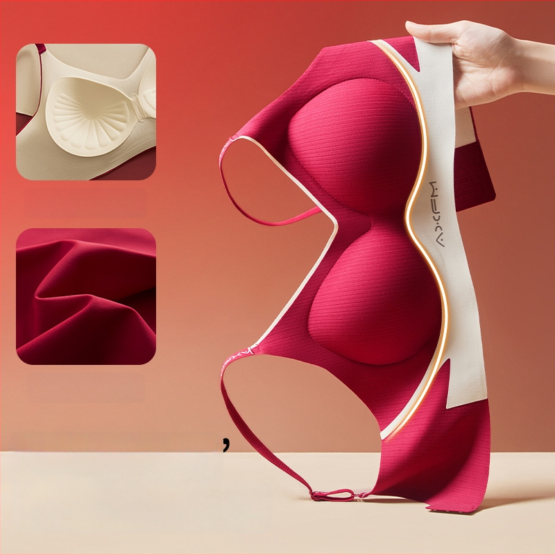 Varrás nélküli melltartó szett, puha tartású push-up, 3/4 kosár, Ice Silk anyag, acélkarika nélküli