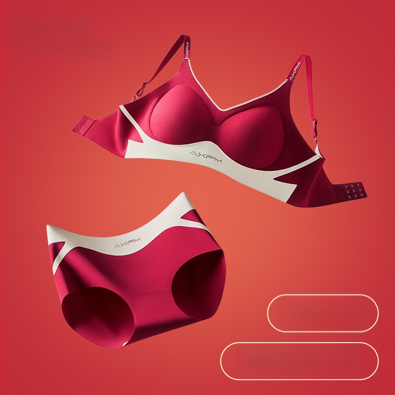 Varrás nélküli melltartó szett, puha tartású push-up, 3/4 kosár, Ice Silk anyag, acélkarika nélküli