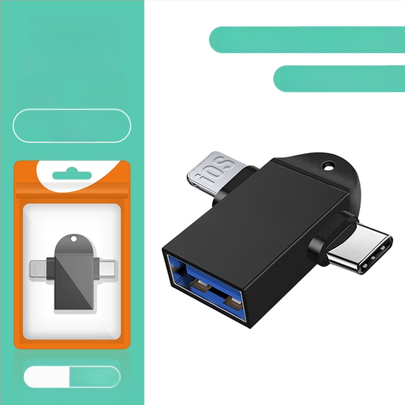 OTG конвертор три в едно за Apple Type-C устройства — модел T73-t69, марка Pinyue