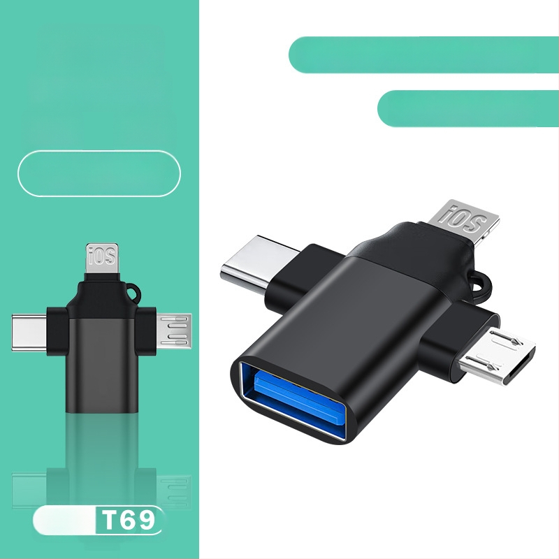 OTG конвертор три в едно за Apple Type-C устройства — модел T73-t69, марка Pinyue