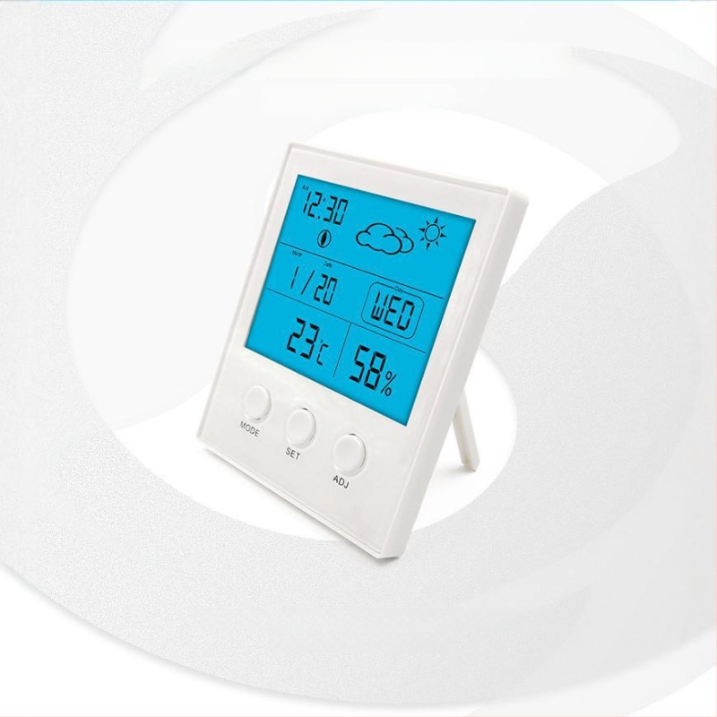 CH-904 Вътрешен измервател на температура и влажност с голям цифров дисплей и часовник с аларма, модел CH-904; резолюция: температура 1°C, влажност 1% RH