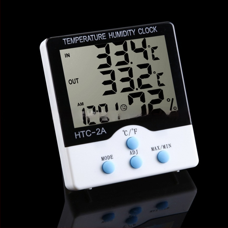 Електронен часовник-термометър с голям екран и цифров дисплей за температура и влажност, за вътрешни и външни условия