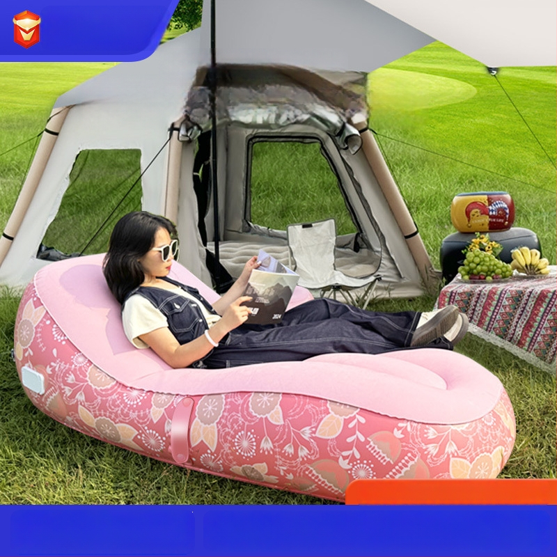 Anbelstyle Αυτόνομο φουσκωτό εξωτερικό μονόδιπλωτό καναπές-ανάπαυση με ηλεκτρική αντλία αέρα, PVC+flocking, μέγιστο φορτίο 150 kg