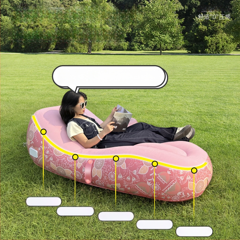 Anbelstyle Αυτόνομο φουσκωτό εξωτερικό μονόδιπλωτό καναπές-ανάπαυση με ηλεκτρική αντλία αέρα, PVC+flocking, μέγιστο φορτίο 150 kg