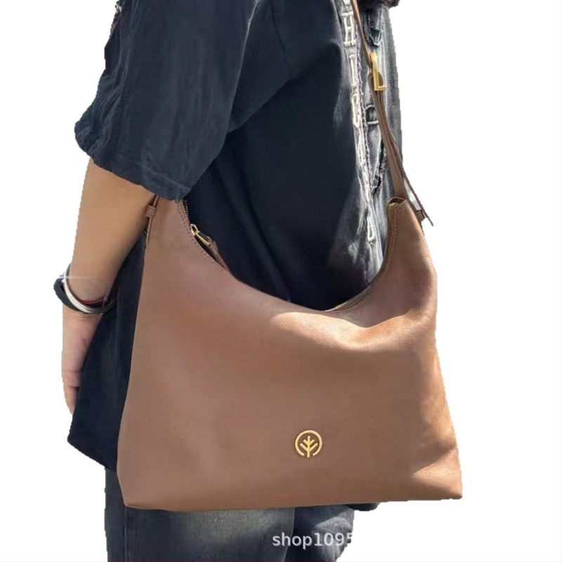 BAGTREE crossbody hobó torbica od kože obrađene biljnim procesom, mala, dvostruka goveđa koža, s jednim remenom za dnevnu upotrebu
