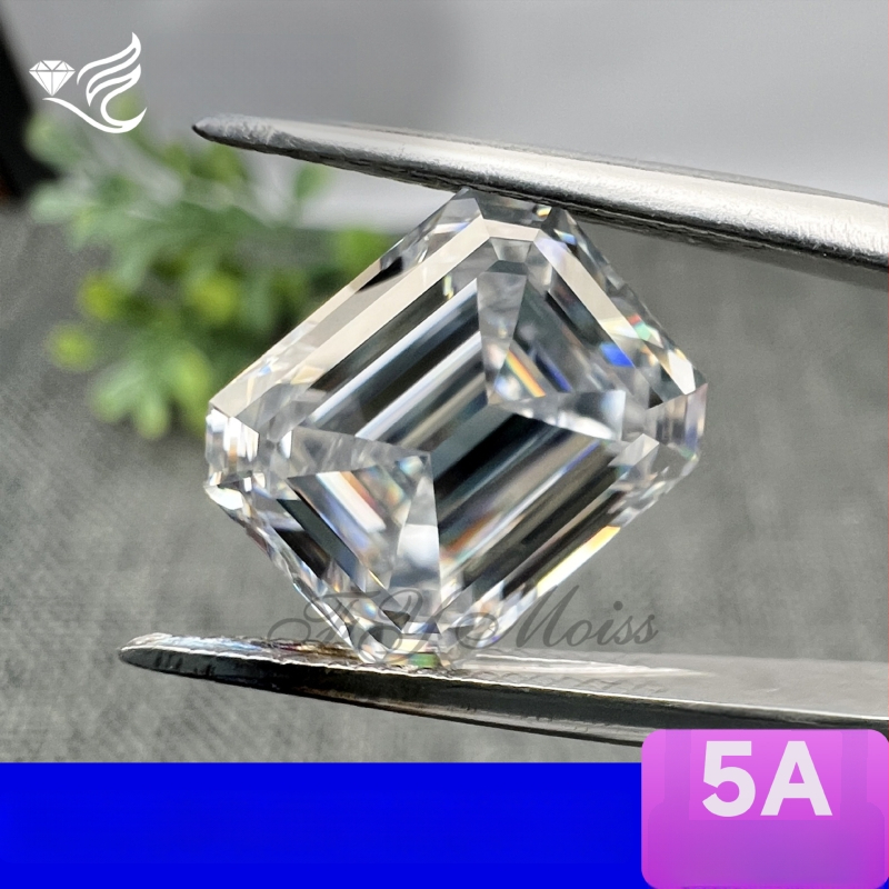 Moissanit, smaragdnog oblika rez, 5A, 0.2–10 ct, s certifikatom i serijskim kodom