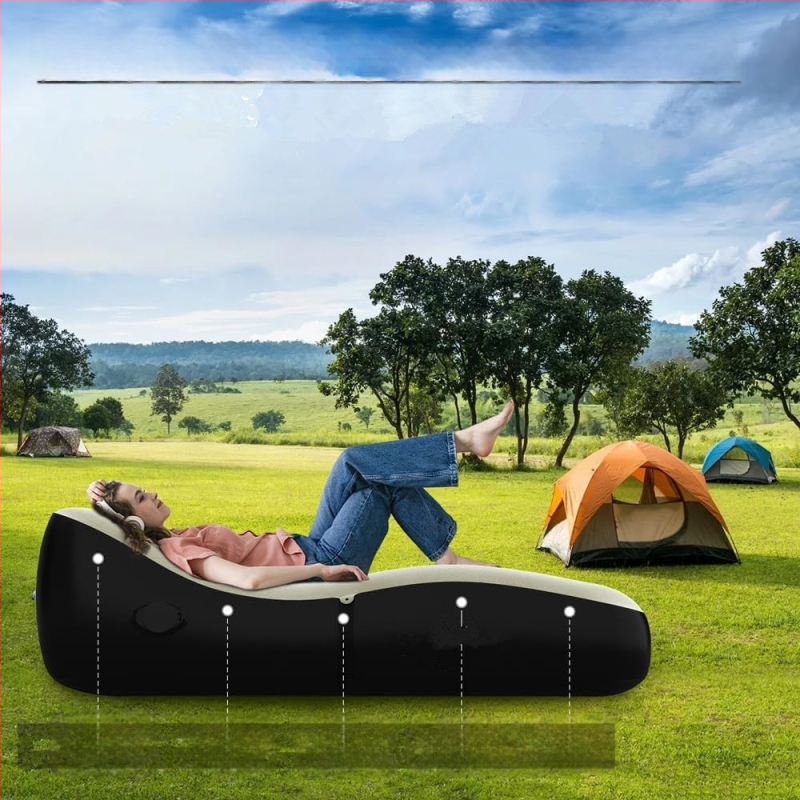 Φουσκωτός ανακλινόμενος καναπές με επίστρωση PVC φλοκ, για 1 άτομο, καθαρό βάρος 2,3 kg, ηλεκτρική αντλία αέρα