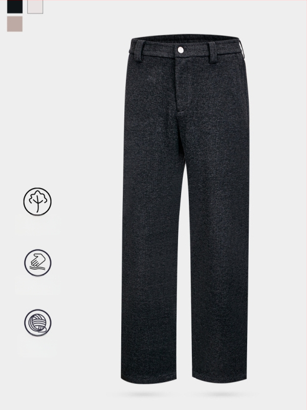 Muške zimske casual hlače, opuštene, ravne krojenje, srednji pojas, 2025, mješavina Mulberry svile, acetata i vune, Old Money stil