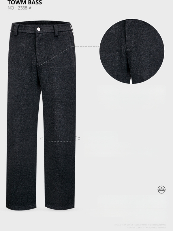 Muške zimske casual hlače, opuštene, ravne krojenje, srednji pojas, 2025, mješavina Mulberry svile, acetata i vune, Old Money stil