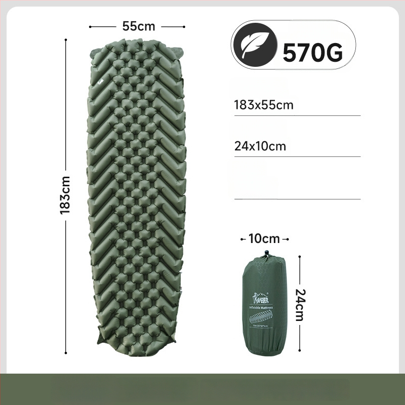 Εξωτερικό φουσκωτό στρώμα ύπνου για υπαίθριο κάμπινγκ, για 1 άτομο, TPU υλικό, 570 g, χειροκίνητη αντλία αέρα