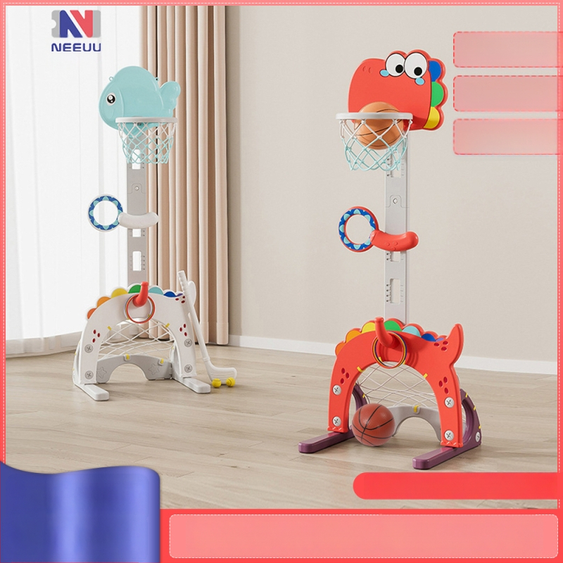 Вътрешна регулируема баскетболна рамка за деца – пет в едно игрово комплект, пластмасова конструкция, за деца на 4–6 години