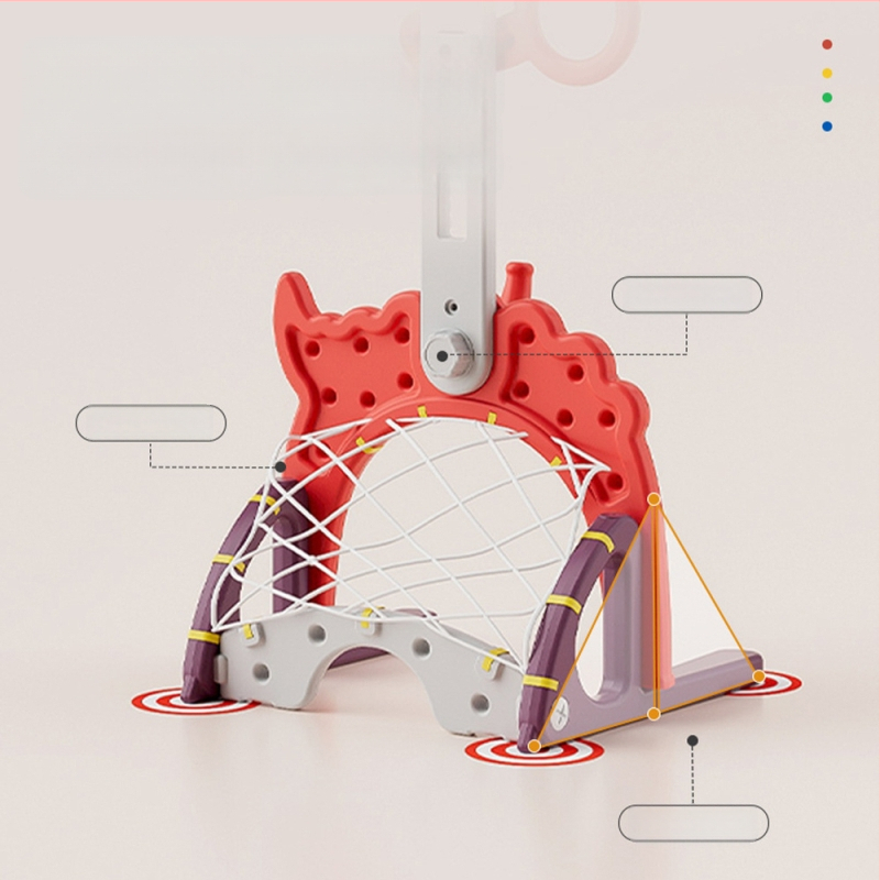 Вътрешна регулируема баскетболна рамка за деца – пет в едно игрово комплект, пластмасова конструкция, за деца на 4–6 години