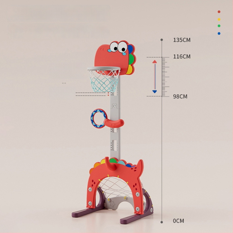 Вътрешна регулируема баскетболна рамка за деца – пет в едно игрово комплект, пластмасова конструкция, за деца на 4–6 години
