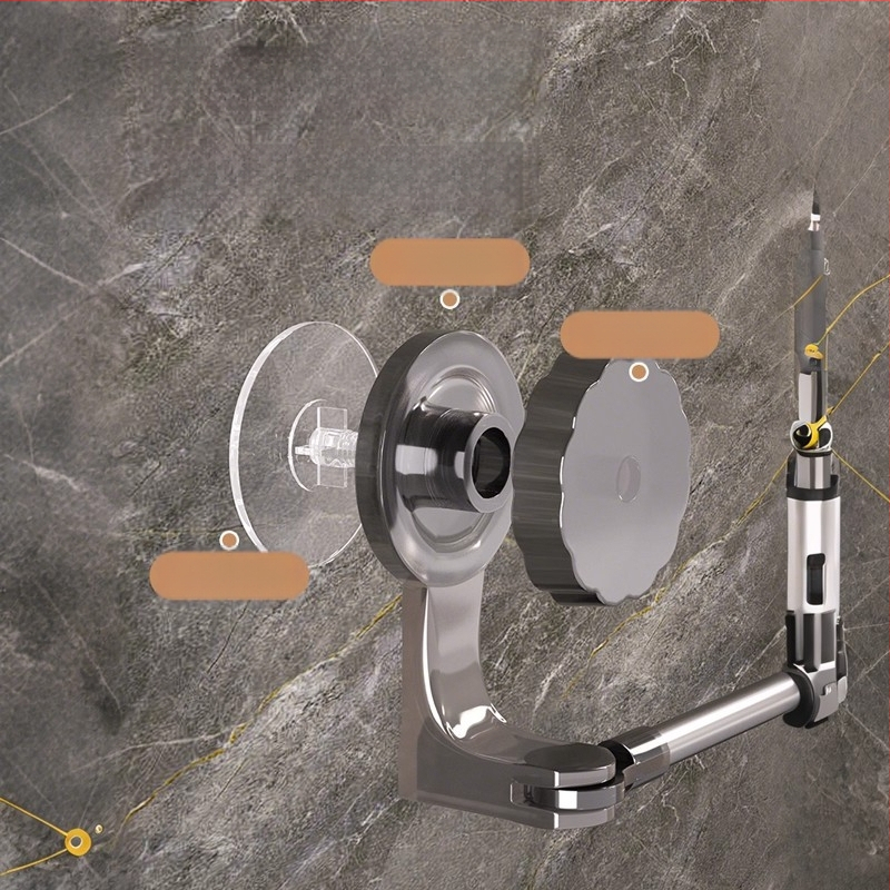 Suport pentru prosoape cu ventuză, fără găuri, extensibil pentru baie, din plastic